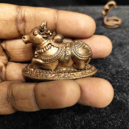 Handcrafted Copper Nandhi Statue 2 Inch for Shiva Pooja and Home Temple by Thamiram Handicrafts