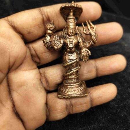 Handcrafted Copper Rahu Statue 2.5 Inch Navagraha Idol for Home Temple by Thamiram Handicrafts
