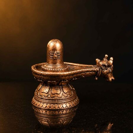 Handcrafted Copper Shivalingam with Nandhi 2 Inch Sacred Shiva Idol for Home Temple by Thamiram Handicrafts
