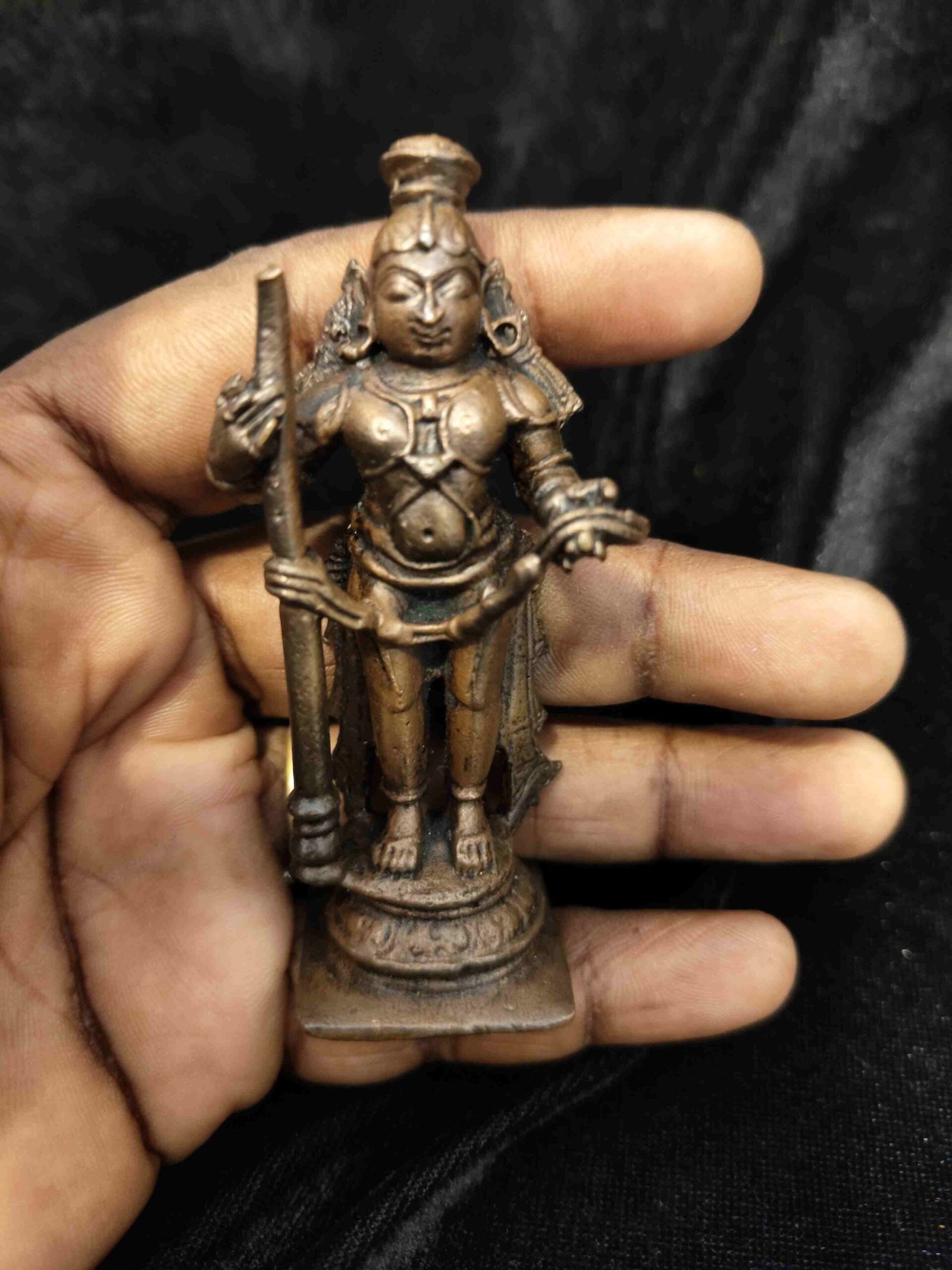 Handmade Copper Udupi Krishnan Statue 3.2 Inch Antique Finish for Home Pooja by Thamiram Handicrafts